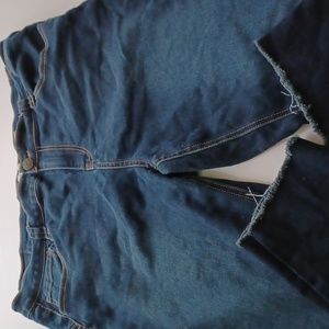 Paris Blues dark lightweight denim plus size 20 stretchy jeans frayed raw hem